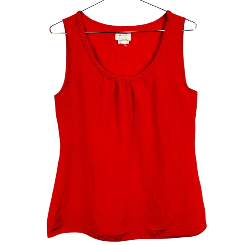 Kate Spade New York Bright Orange Short Sleeve Tank Silk Blouse Size small